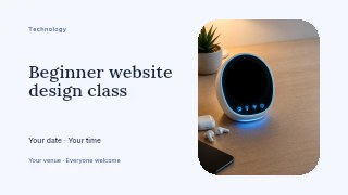 Beginner website design class presentation cover template · Horizontal photo dialogue