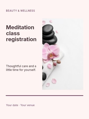 Meditation class registration poster template