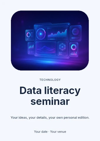 Futuristic data visualization and infographics in Data literacy seminar flyer template