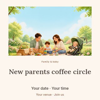 New parents coffee circle social media post template · Quiet photo gallery