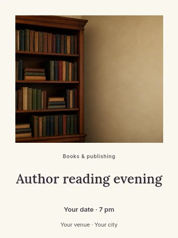Author reading evening poster template