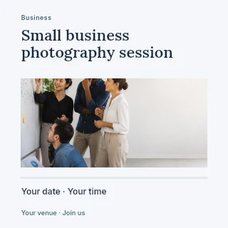 Small business photography session social media post template · Title & photograph