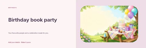 Birthday book party banner template