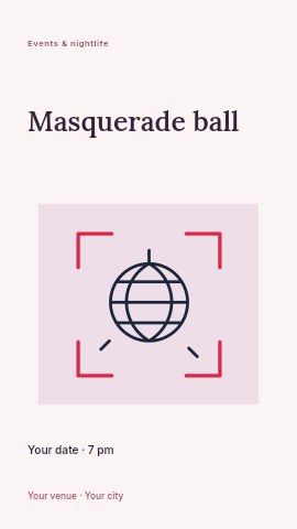 Nightlife disco ball · Sketch-Frame in Masquerade ball instagram story template
