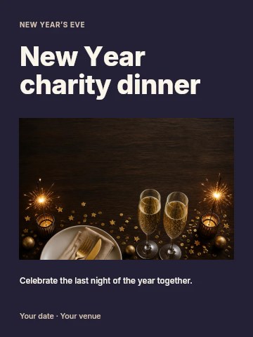 New Year charity dinner poster template