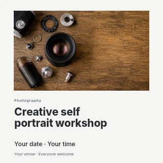 Creative self portrait workshop social media post template · Gallery editorial