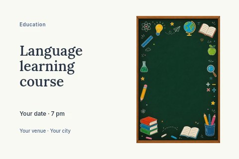 Language learning course postcard template
