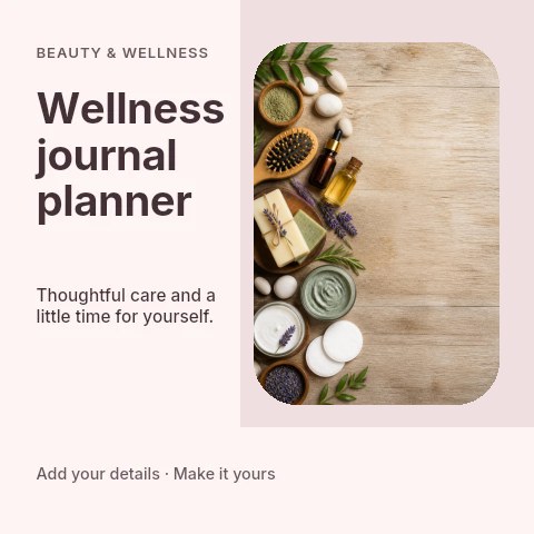Wellness journal planner social media post template