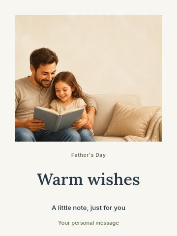 Father reading book with daughter in Thank you Dad greeting card template