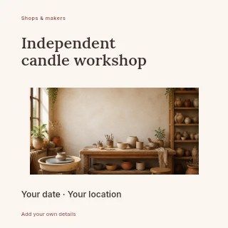 Independent candle workshop social media post template · Modern programme