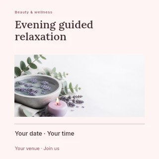 Evening guided relaxation social media post template · Title & photograph