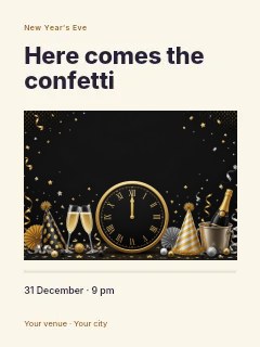New Year’s Eve confetti party photo layout poster template · Title & photograph