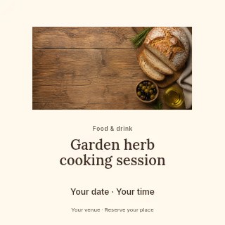 Garden herb cooking session social media post template · Picture window