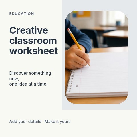 Creative classroom worksheet social media post template