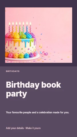 Birthday book party instagram story template