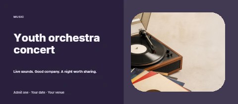 Youth orchestra concert event ticket template