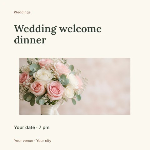 Wedding welcome dinner social media post template