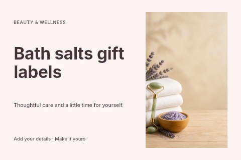 Bath salts gift labels postcard template