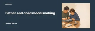 Father and son building model airplane in Father and child model making banner · Horizontal photo dialogue