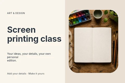 Screen printing class postcard template