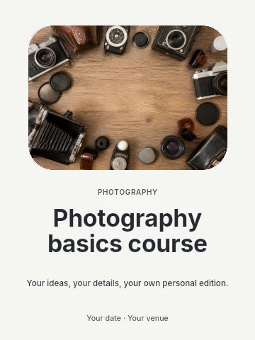 Photography basics course poster template