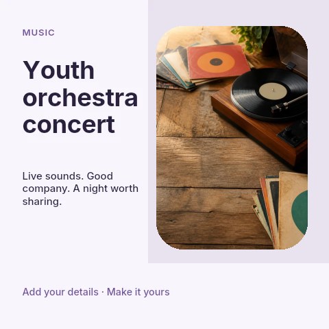 Youth orchestra concert social media post template