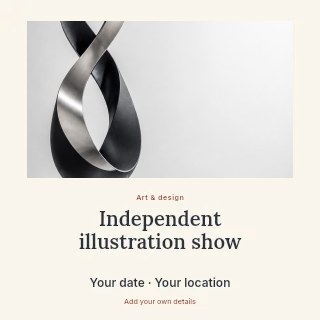 Independent illustration show social media post template · Quiet photo gallery