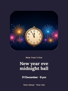 New Year Eve midnight ball invitation template · Picture window