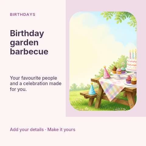 Birthday garden barbecue social media post template