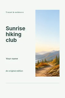 Mountain hiking trail with backpack rest spot in Sunrise hiking club · Split portrait