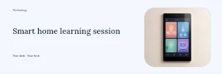 Wall-mounted smart home control panel in Smart home learning session banner · Horizontal photo dialogue
