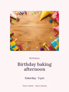 Birthday baking afternoon invitation template · Picture window