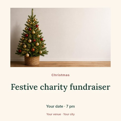 Festive charity fundraiser social media post template