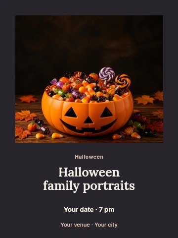 Halloween family portraits poster template