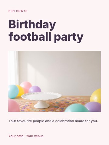 Birthday football party invitation template