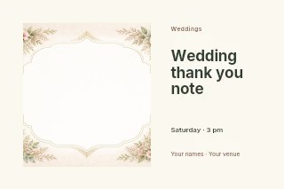 Wedding thank you note postcard template · Horizontal photo dialogue
