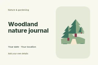Quiet woodland with a winding forest path in Woodland nature journal · Horizontal photo dialogue