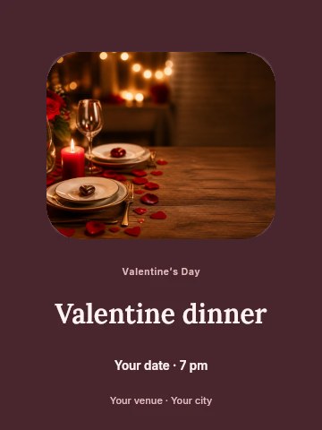 Valentine dinner invitation template
