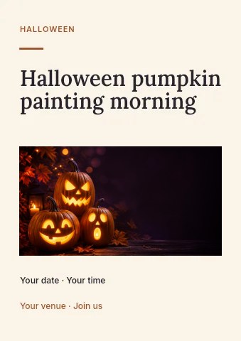 Halloween pumpkin painting morning flyer template · Picture window