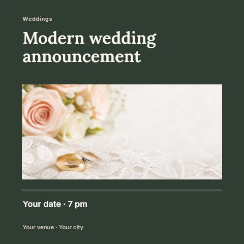 Modern wedding announcement social media post template