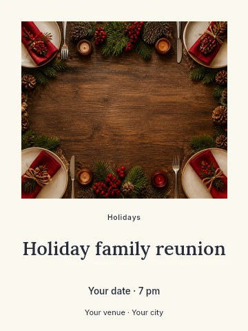 Holiday family reunion invitation template