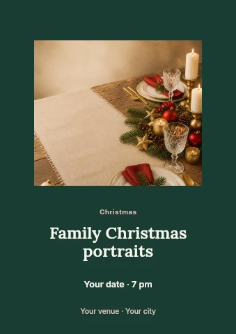 Family Christmas portraits flyer template