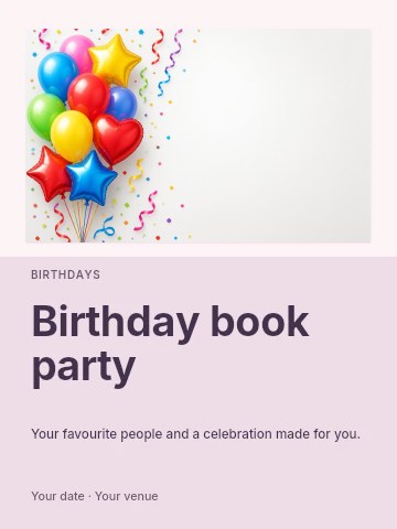 Birthday book party poster template