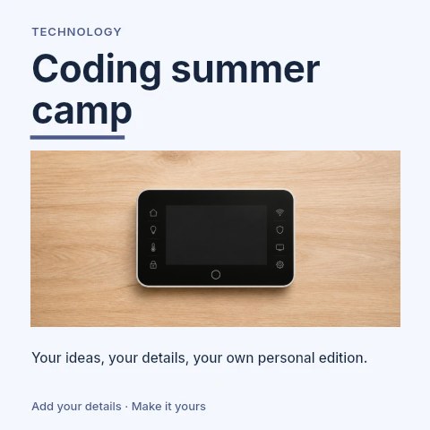 Coding summer camp social media post template
