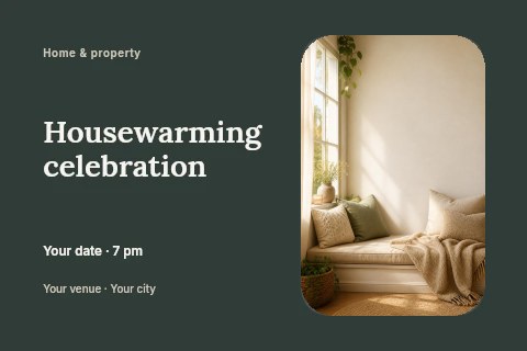 Housewarming celebration postcard template