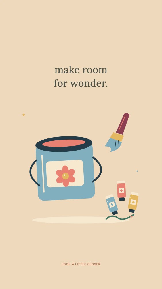 Fresh paint with a paint can and artist brushes in Make room for wonder · Abstract wallpaper