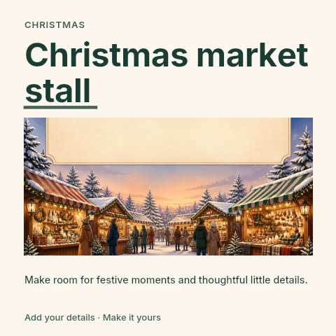 Christmas market stall social media post template