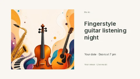 Fingerstyle guitar listening night youtube thumbnail · Horizontal photo dialogue youtube thumbnail template