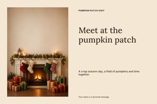 Pumpkin patch visit postcard template