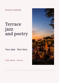 Terrace jazz and poetry flyer template · Split portrait